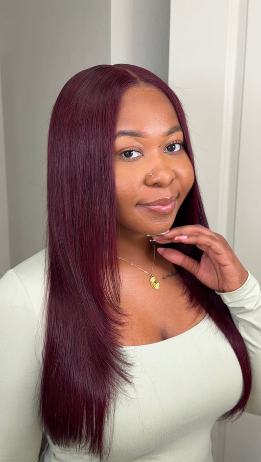 Roxy - 7x5 Layered Straight Wear & Go Wig Burgundy