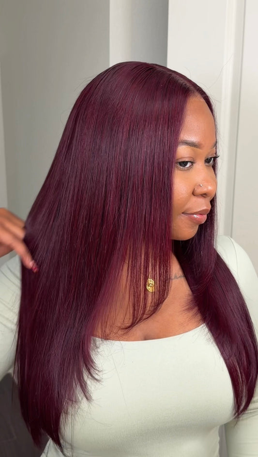 Roxy - 7x5 Layered Straight Wear & Go Wig Burgundy
